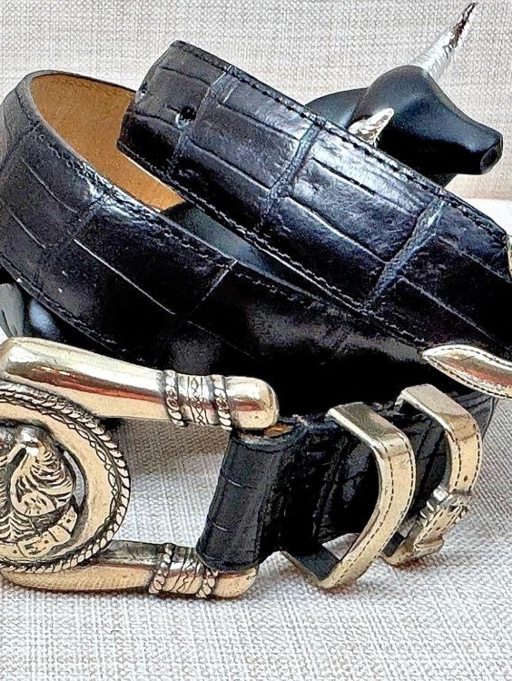 Brighton dog  Head Western Buckle Black Belt Size Small